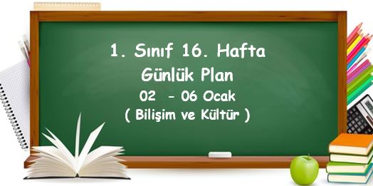 2022-2023 Eğitim Öğretim Yılı 1. Sınıf 16. Hafta Günlük Planlar